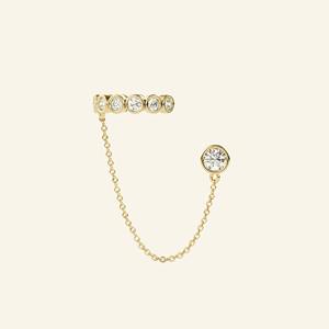 Pendiente de Oreja Individual de Oro Sólido de 14K con Diamante Cultivado en Laboratorio, Aro para Cartílago Helix, Joyería Fina Elegante para Mujer - Product Image 2