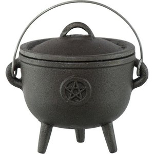 Caldero vintage de hierro fundido con tapa y asa, kit perfecto para quemar incienso, a precio de mayoreo. - Product Image 3
