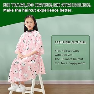 Kids Barber <b>Cape</b> Adjustable Snap Closure Sleeves Water-Resistant Eco-Friendly Customizable Size Color for Boys Girls - Product Image 4
