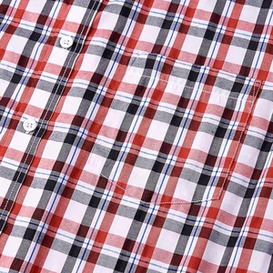 <b>Men's</b> Casual Red <b>Black</b> Plaid Long Sleeve Button Down Collar <b>Shirt</b> <b>Slim</b> <b>Fit</b> Chest Pocket - Product Image 4