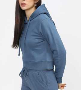 Women's Plus Size Fleece Tracksuit Crop Top Hoodies & Flare <b>Pant</b> Set High Street Style for Winter Sports Workouts & Fashion Wear - Product Image 4