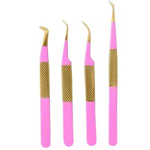 แหนบต่อขนตา Morje Surgical สีชมพูเคลือบทอง ทำจากสแตนเลสสตีล ปลายแหลมละเอียด เรียบเนียน ขนาด 10 มม. สำหรับต่อขนตา - Product Image 1