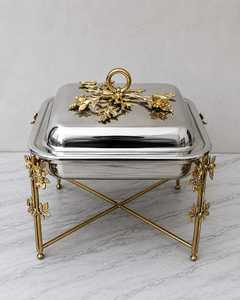 Luxury Classic Rectangle Stainless Steel Chafing Dish Food Warmer <b>Ceramic</b> Non-Stick Lid Eco-Friendly Dishwasher Safe Buffet - Product Image 3