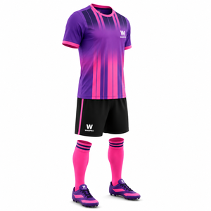 Conjunto de Camiseta de Fútbol para Hombre WARPRO, Degradado Morado y Rosa, Manga Corta, Absorbe la Humedad, Ajuste Atlético, Uniforme de Fútbol para Todas las Temporadas - Product Image 5