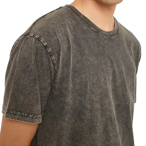 Acid Wash Oversized Men's T-Shirt 100% Cotton Crew Neck Front Custom Logo Streetwear Tee - Product Image 6