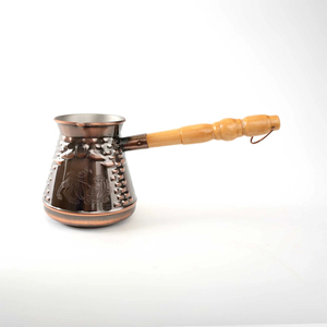 Wholesale Traditional Anatolian Engraved Copper <b>Coffee</b> Pot Handcrafted Solid Copper Ibrik Briki With Heat-Resistant Wood Handle - Product Image 5