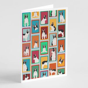 Whimsical French Bulldog Tarjetas de felicitación Paquete de 8 5x7 Tarjetas de notas en blanco y negro con sobres - Product Image 1
