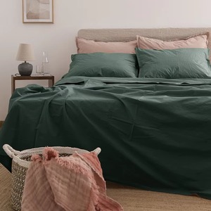 Parure de draps hôteliers pour maison et appartement, en lin uni, avec taies d'oreiller, toutes saisons - Product Image 3