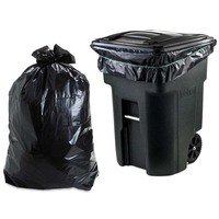 Sacs poubelles noirs anti-humidité de qualité alimentaire, en rouleau, à fermeture éclair, jetables, pour usage domestique, en plastique, avec impression en héliogravure