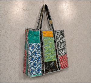 Sac fourre-tout matelassé patchwork coloré de luxe pour femmes, en coton fait main, sac à bandoulière, vente en gros, export, fabricant - Product Image 2