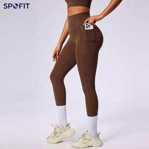 Leggings Deportivos de Cintura Alta con Logotipo Personalizado, de Secado Rápido, con Bolsillos Laterales, Elásticos en 4 Direcciones, de Spandex/Nailon para Mujer - Product Image 6