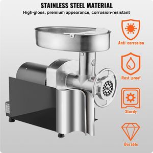 Tritacarne Elettrico Commerciale in Acciaio Inox con Capacità di 14 Libbre/Min, Lama e Piastra di Macinazione per Produzione di Salsicce - Product Image 5