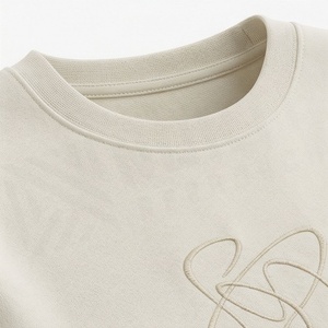 Ensemble décontracté 2 pièces en coton tricoté pour femme : T-shirt à col rond et manches courtes brodé, couleur unie, coupe ample, au-dessus du genou - Product Image 4