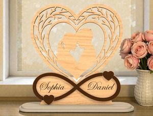 Personalized Engraved Polished Wooden Heart Nautical Style Home Decor Gift with Custom Color Size for <b>Girlfriend</b> Valentine - Product Image 2