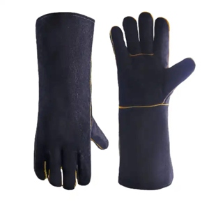 Gants de soudeur haute performance en cuir de vachette pleine fleur, vêtements de sécurité réfléchissants pour la sécurité au travail industriel - Product Image 6
