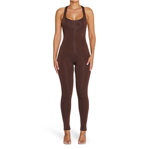 Combinaisons pour femmes de style sportif à col en V, nouvelle collection élégante en tissu uni, effet sculptant pour adultes et jeunes filles - Product Image 6