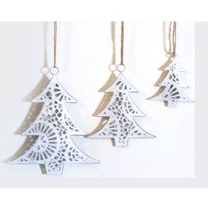 whitewashed Metal <b>Heart</b> Shape Paper Wall <b>Hanging</b> Ornament With Foliage Pattern Godjul Christmas Home Decor - Product Image 2