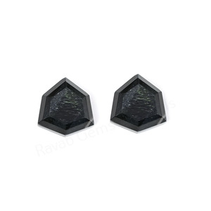 หินออบซิเดียนสีดำธรรมชาติ รูปทรงหกเหลี่ยม แบบตัดขั้นบันได ขัดเงาสูง ขนาด 12 มม. แบบหลังแบน สำหรับทำเครื่องประดับ จี้ แหวน - Product Image 3