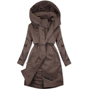 Manteau long élégant noir pour femme, double boutonnage, col à revers, avec ceinture, imperméable, en polyester tissé léger, pour l'automne - Product Image 6