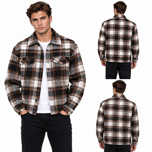 <b>Men</b> Plaid Flannel Shirt <b>Jacket</b> Turn Down Collar Casual Cotton Top Long Sleeve Autumn Wear <b>Checkered</b> <b>Jacket</b> <b>Men's</b> - Product Image 4