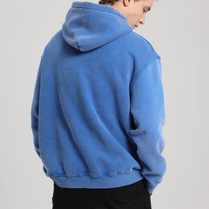 เสื้อฮู้ดผู้ชายแขนยาวสีฟ้าอ่อน สไตล์ลำลอง ผ้าถัก ระบายอากาศได้ดี เหมาะสำหรับฤดูหนาว ล้างสีแบบแอซิดวอช ลดราคาพิเศษ - Product Image 5