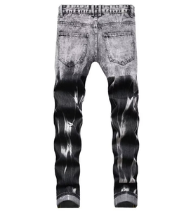 Jean slim homme personnalisé avec logo, style streetwear, déchiré et patché, en denim noir tendance - Product Image 4