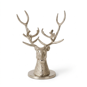 Porte-bouteilles à vin moderne en aluminium en forme de tête de cerf, capacité 2 bouteilles, présentoir à vin de luxe pour comptoir, décoration de bar à domicile - Product Image 6