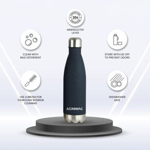 Matte Navy Blue Stainless Steel Water Bottle Vacuum Insulated Leak Proof Flask Cola Shape Metal <b>Drinkware</b> Travel Fitness - Product Image 3