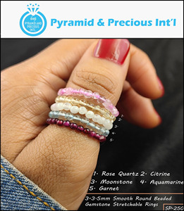 แหวนลูกปัดยืดหยุ่นได้พลอยซิทรินธรรมชาติกันน้ำได้3-3.5มม. เครื่องประดับแฟชั่นแหวนสำหรับปาร์ตี้ - Product Image 4