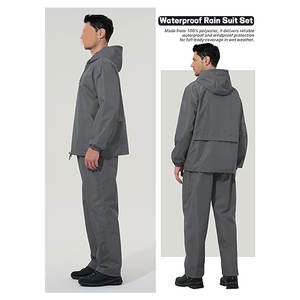 Mens Rain Suit Waterproof Rain <b>Jacket</b> with Rain Pants 2 Piece Set Lightweight <b>Packable</b> Raincoat with Hood Casual Outdoor <b>Jackets</b> - Product Image 6