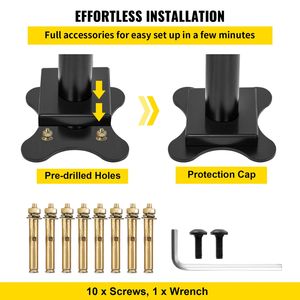 Kit Ringhiera per Scale in Alluminio da Esterno con Angolo Regolabile, 4 Piedi, 1-4 Gradini, Corrimano Nero per Anziani, Dispositivi di Assistenza - Product Image 6