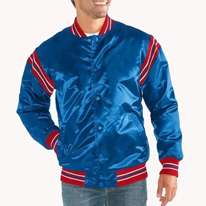 Blouson universitaire en satin personnalisé avec logo, style bomber, coupe-vent, pour le baseball 2026 - Product Image 1