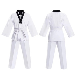 Uniforme Ligero de Taekwondo con Cuello en Contraste, Ropa de Entrenamiento Unisex, Chaqueta Blanca, Conjunto Nuevo - Product Image 3