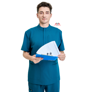 Modelo al por mayor de uniforme de enfermera de hospital uniforme médico con bolsillos ropa de trabajo salón de belleza Lino-uniforme de fábrica FMF - Product Image 1