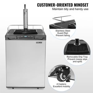 Dispenser Birra Singola con Refrigeratore per Fusti Senza Bombola CO2, Vassoio Raccogligocce e 2 Ripiani per Fusti - Kegerator Premium - Product Image 6