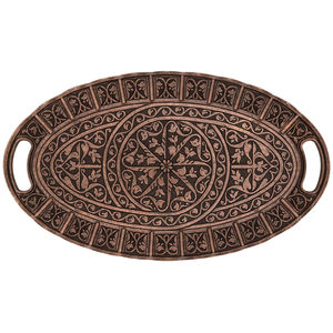 Plateau de service rond en métal finition argent marocain fait main, décoré de gravures orientales, pour la décoration de la maison, plateau de table au meilleur prix - Product Image 4