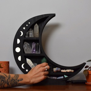 Étagère murale en forme de croissant de lune et d'étoile, approvisionnement en gros, MOQ, étagère flottante en bois pour la décoration intérieure, décoration de la maison - Product Image 3