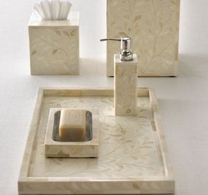 Premium White MOP <b>Bathroom</b> <b>Accessories</b> <b>Set</b> Luxurious Soap Dispenser Tumbler Soap Dish Tray <b>Bathroom</b> Organizer Wholesale Gift - Product Image 2