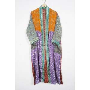 Robe Kimono Japonaise Vintage Unique Faite à la Main en Soie pour Femme, Élégante, Florale, Bohème, Longueur Genou, Veste d'Été pour Mariage, Cache-Bikini - Product Image 5