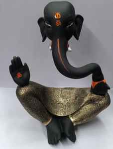 พระพุทธรูปพระพิฆเนศไม้แกะสลักด้วยมือ ขนาด 7 นิ้ว รูปปั้นเทพเจ้าอินเดียแบบดั้งเดิม ของตกแต่งบ้าน ของขวัญทางจิตวิญญาณ รูปปั้นพระพิฆเนศไม้พะยูง - Product Image 5