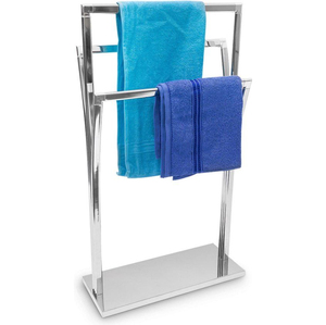 Moderno Toallero Independiente de Acero Inoxidable, Soporte Metálico Plateado para Toallas de Baño y de Mano, Accesorio de Baño - Product Image 1