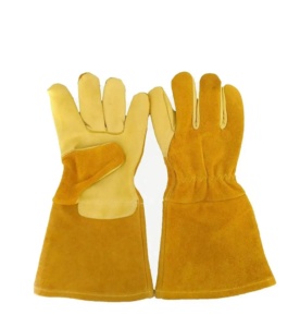 Gants de soudage TIG en cuir de vachette résistant à la chaleur élevée, gants de sécurité industriels pour travaux de construction et de soudage - Product Image 1