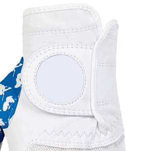 DARIB IMPEX Right Hand White Golf Glove Goatskin Leather Breathable Half Finger Non-<b>Slip</b> Pull Closure Men Embossed Sports - Product Image 3