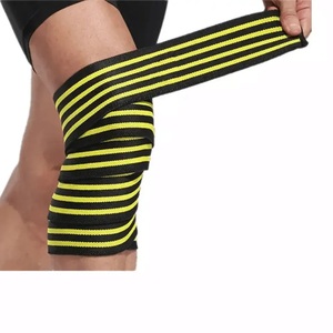 GAF Comfortable Durable Heavy Duty Knee Wraps Adjustable Hook Loop <b>Straps</b> Natural Rubber PVC Material for Weightlifting Long - Product Image 4
