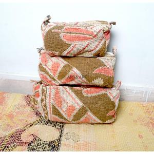 Wholesale 100% kantha Tassel Zipper <b>Pouch</b> 3-Piece Quilted Vintage Large Eco-Friendly Portable Women's Cosmetic Organizer Bag Set - Product Image 1