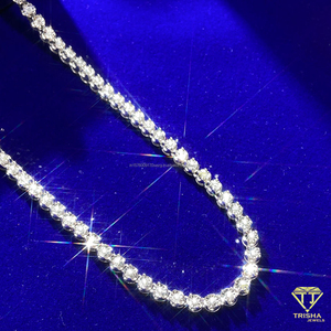 Collar de tenis de plata de ley 925 con diamante de moissanita redondo y diseño entrelazado para joyería de primera calidad al por mayor - Product Image 2