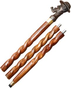 Decoración Vintage para el Hogar de Estilo Sherlock, Madera Marrón, Hecha a Mano, Pulida, con Mango Redondo, 37 Pulgadas - Product Image 3