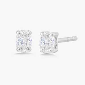 Petites boucles d'oreilles minimalistes en or massif 14K avec diamants ovales de laboratoire sertis à griffes, fermoir poussoir, pour usage quotidien, pour filles, prix d'usine - Product Image 3