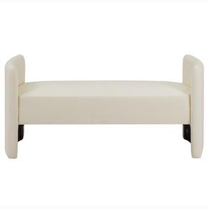 Pouf Rettangolare Beige in Tessuto Effetto Zampa di Gatto, Comodo Sgabello per Camera da Letto e Uso Domestico - Product Image 4