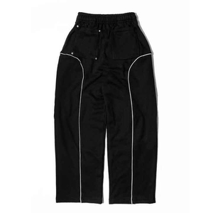 Black Hooded Tracksuit Heavyweight <b>Zip</b> <b>Up</b> <b>Jacket</b> and Drawstring Pants Oversized Fit Streetwear Set Custom Logo - Product Image 4